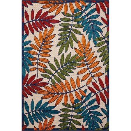 Homeroots 6 x 9 ft. Multi Color Leaves Indoor & Outdoor Area Rug 384945